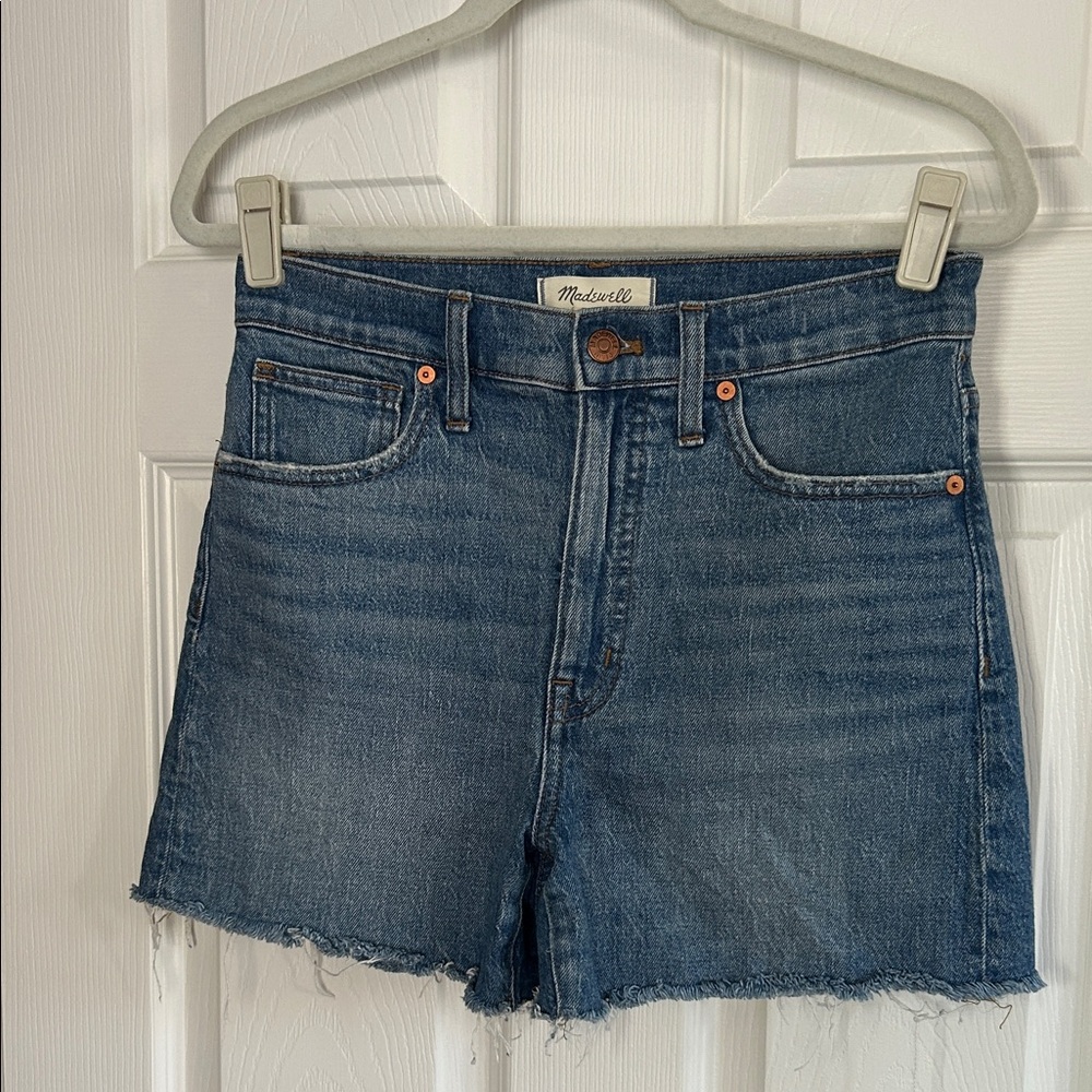 Madewell Blue Denim Frayed Shorts